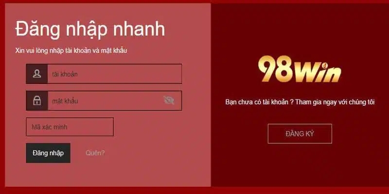 Hướng dẫn đăng nhập 98WIN